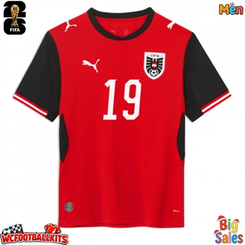 Austria Christoph Baumgartner #19 Replica Home Stadium Shirt World Cup 2026 Short Sleeve